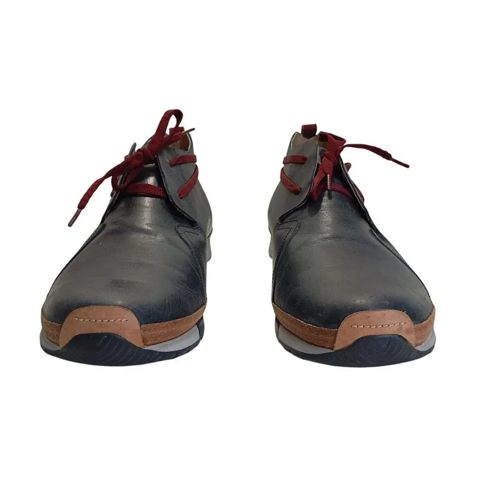 MCNDO Carnaby Shoes Mens Black Leather Size 11 Red Laces Casual Comfort Rubber